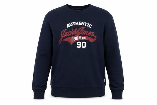 Jack & Jones Men’s Blue S Pullover Graphic Logo 90 Sweatshirt