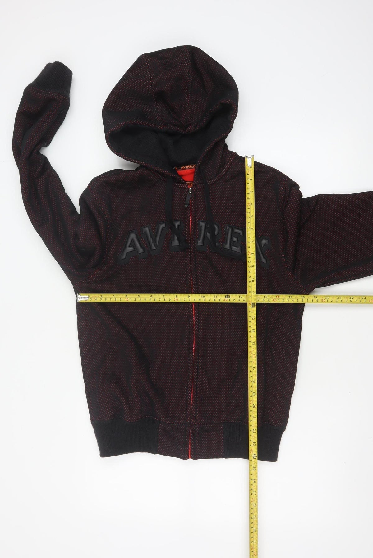 Avirex USA Men's Black Red S Full Zip Hooded Fleece Logo Hoodie