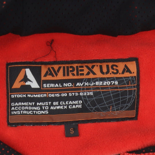 Avirex USA Men's Black Red S Full Zip Hooded Fleece Logo Hoodie