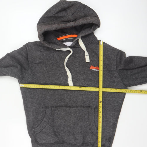 Superdry Men’s Grey Size S Pullover Hoodie Embroidered Logo Pockets