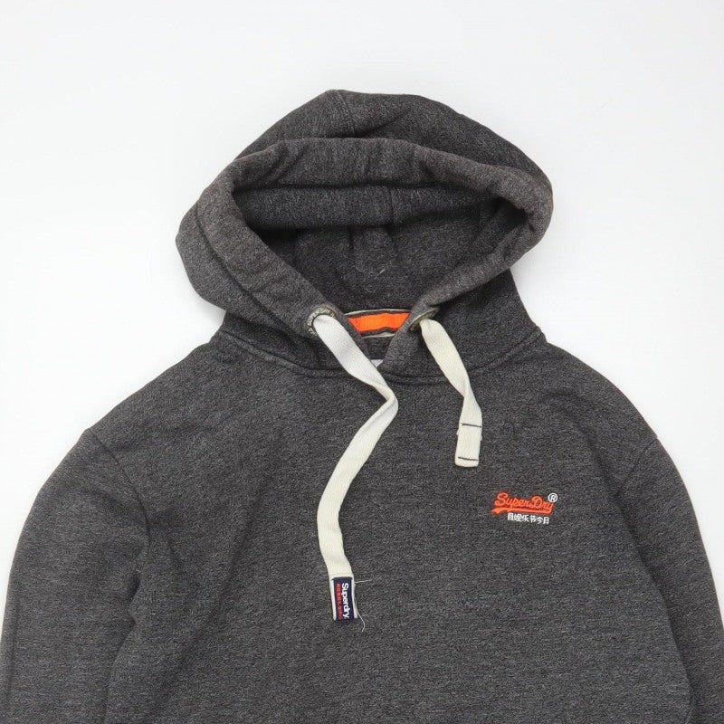 Superdry Men’s Grey Size S Pullover Hoodie Embroidered Logo Pockets