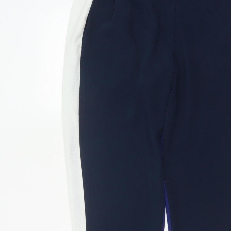 French Connection Women Blue White Tapered Dress Trousers UK 14