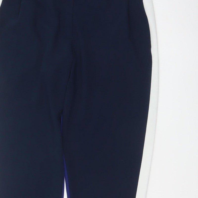 French Connection Women Blue White Tapered Dress Trousers UK 14