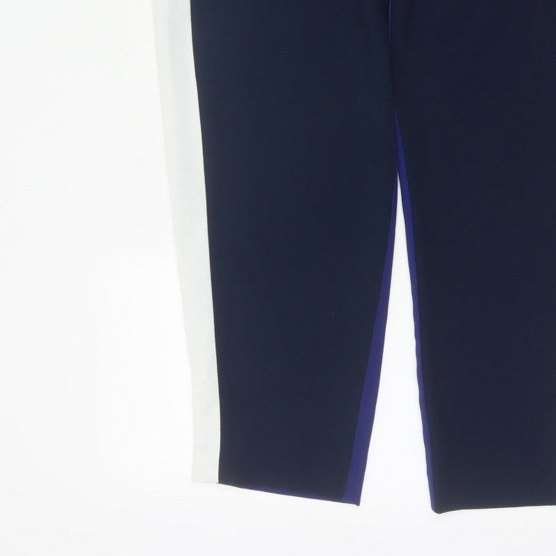 French Connection Women Blue White Tapered Dress Trousers UK 14