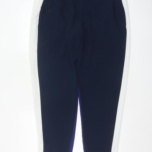 French Connection Women Blue White Tapered Dress Trousers UK 14