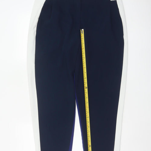 French Connection Women Blue White Tapered Dress Trousers UK 14
