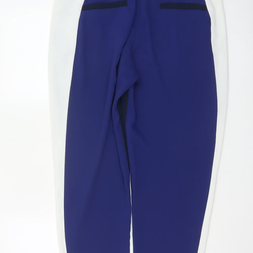 French Connection Women Blue White Tapered Dress Trousers UK 14
