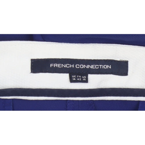 French Connection Women Blue White Tapered Dress Trousers UK 14