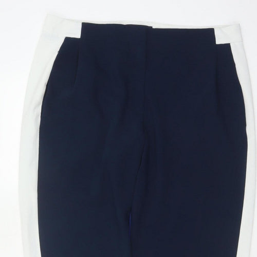 French Connection Women Blue White Tapered Dress Trousers UK 14