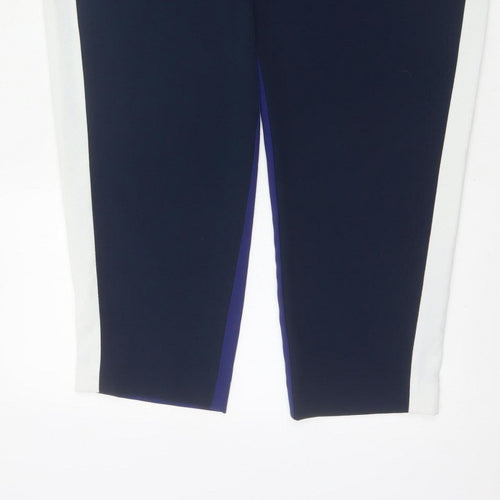 French Connection Women Blue White Tapered Dress Trousers UK 14