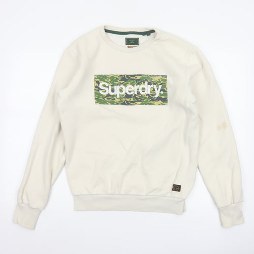 Superdry Men Ivory M Camo Logo Crew Neck Pullover Sweatshirt