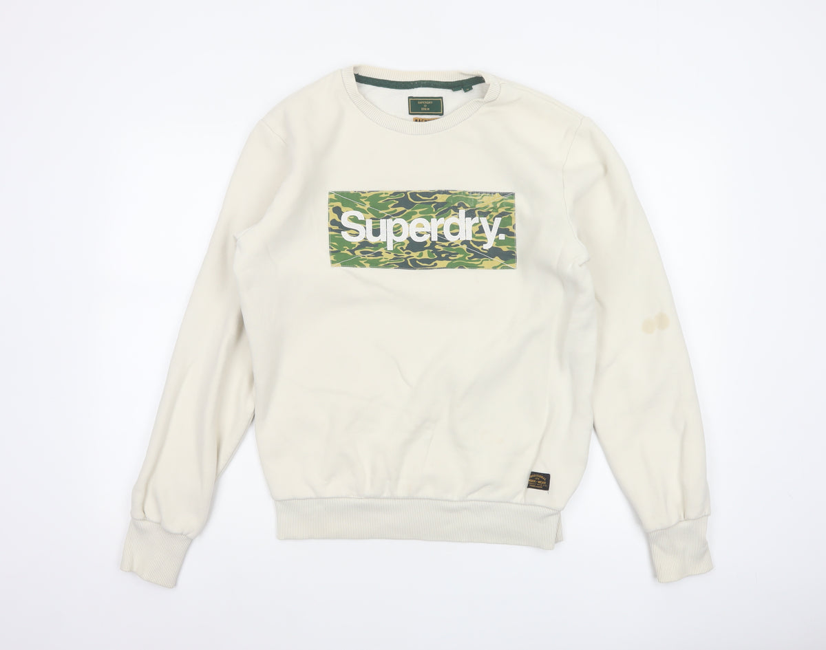 Superdry Men Ivory M Camo Logo Crew Neck Pullover Sweatshirt