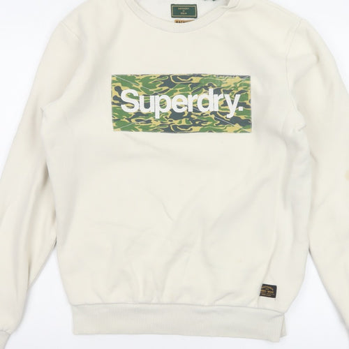 Superdry Men Ivory M Camo Logo Crew Neck Pullover Sweatshirt