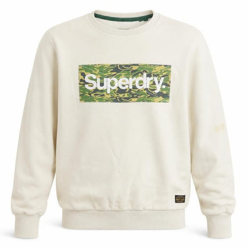 Superdry Men Ivory M Camo Logo Crew Neck Pullover Sweatshirt