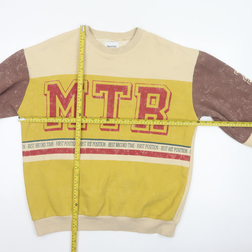 Bershka Men’s Yellow MTR Graphic Print Pullover Sweatshirt Size M