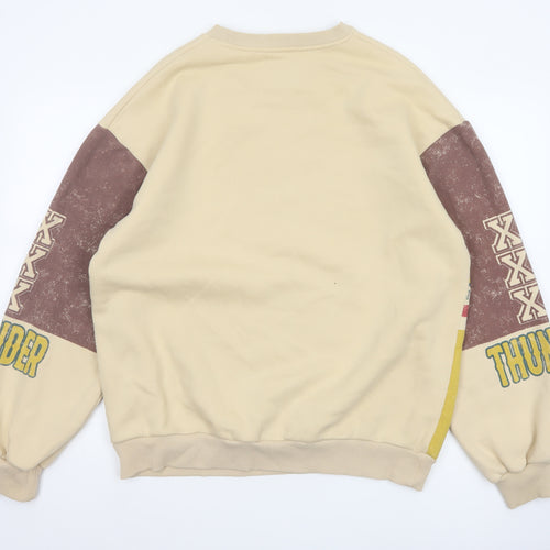 Bershka Men’s Yellow MTR Graphic Print Pullover Sweatshirt Size M