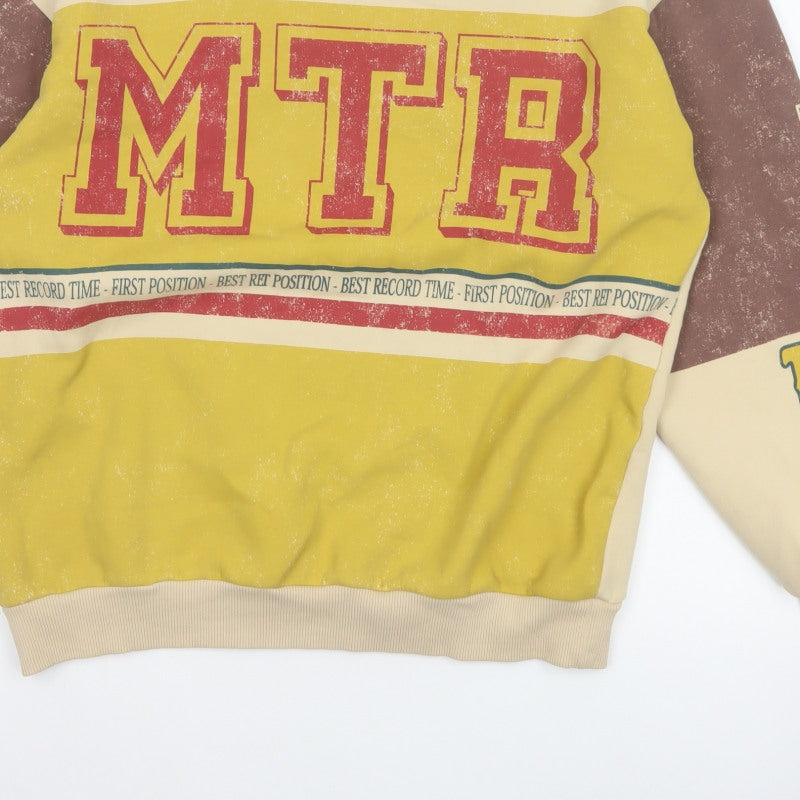 Bershka Men’s Yellow MTR Graphic Print Pullover Sweatshirt Size M