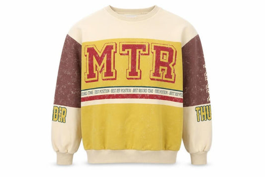 Bershka Men’s Yellow MTR Graphic Print Pullover Sweatshirt Size M