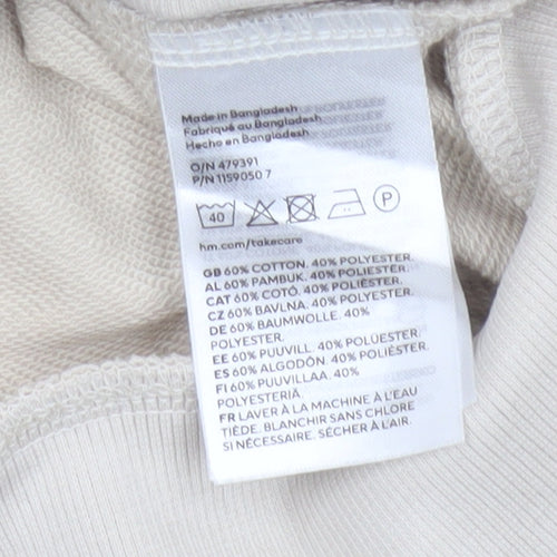 H&M Women’s Beige S Oversized Crew Neck Pullover Sweatshirt