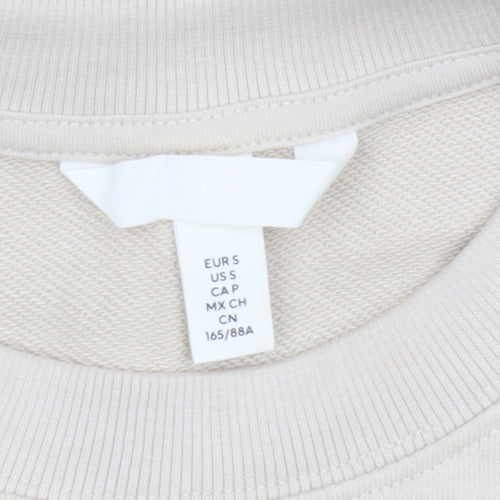 H&M Women’s Beige S Oversized Crew Neck Pullover Sweatshirt