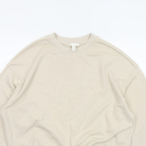H&M Women’s Beige S Oversized Crew Neck Pullover Sweatshirt