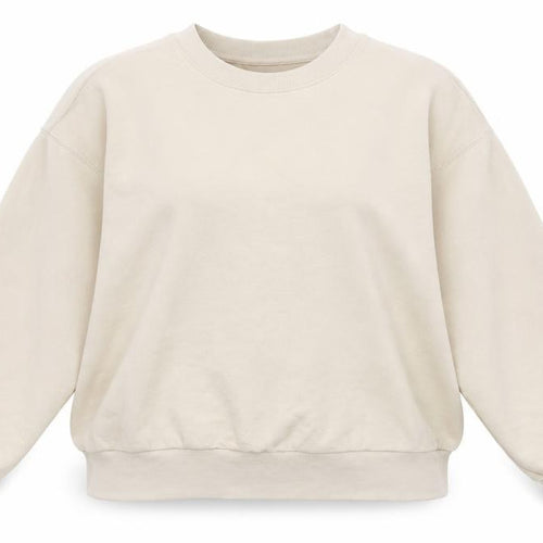 H&M Women’s Beige S Oversized Crew Neck Pullover Sweatshirt