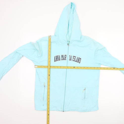 Isle Women Blue L Full Zip Hooded Anna Maria Island Cotton Hoodie
