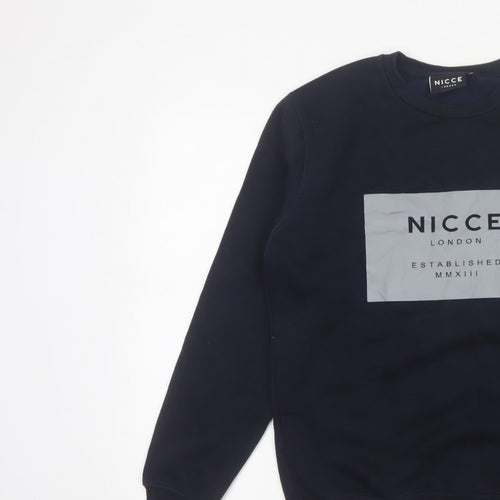 Nicce London Men’s Blue XS Pullover Graphic Logo Crew Neck Sweatshirt