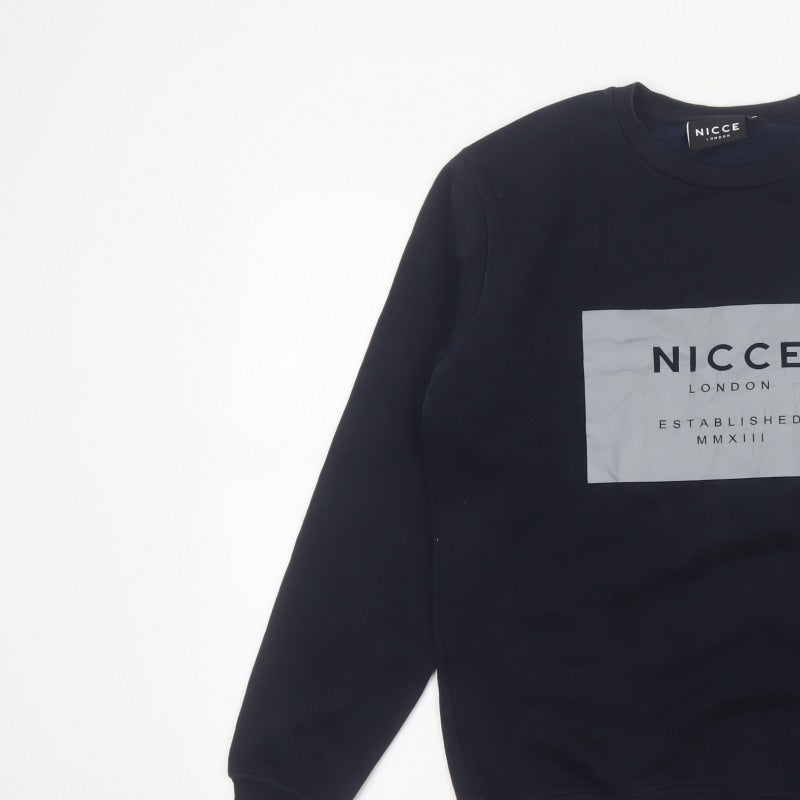 Nicce London Men’s Blue XS Pullover Graphic Logo Crew Neck Sweatshirt