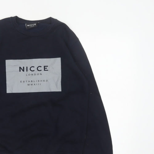 Nicce London Men’s Blue XS Pullover Graphic Logo Crew Neck Sweatshirt
