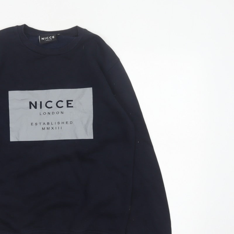 Nicce London Men’s Blue XS Pullover Graphic Logo Crew Neck Sweatshirt
