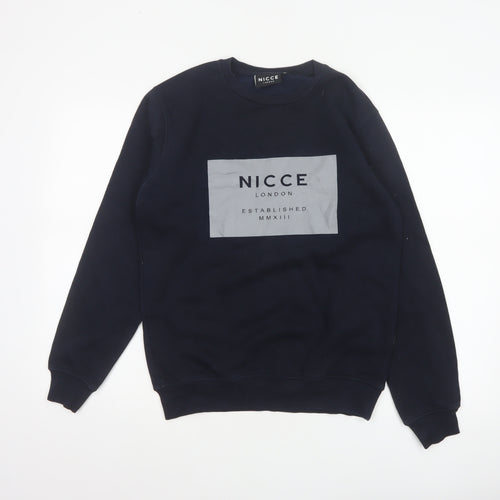 Nicce London Men’s Blue XS Pullover Graphic Logo Crew Neck Sweatshirt