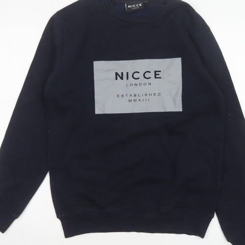 Nicce London Men’s Blue XS Pullover Graphic Logo Crew Neck Sweatshirt