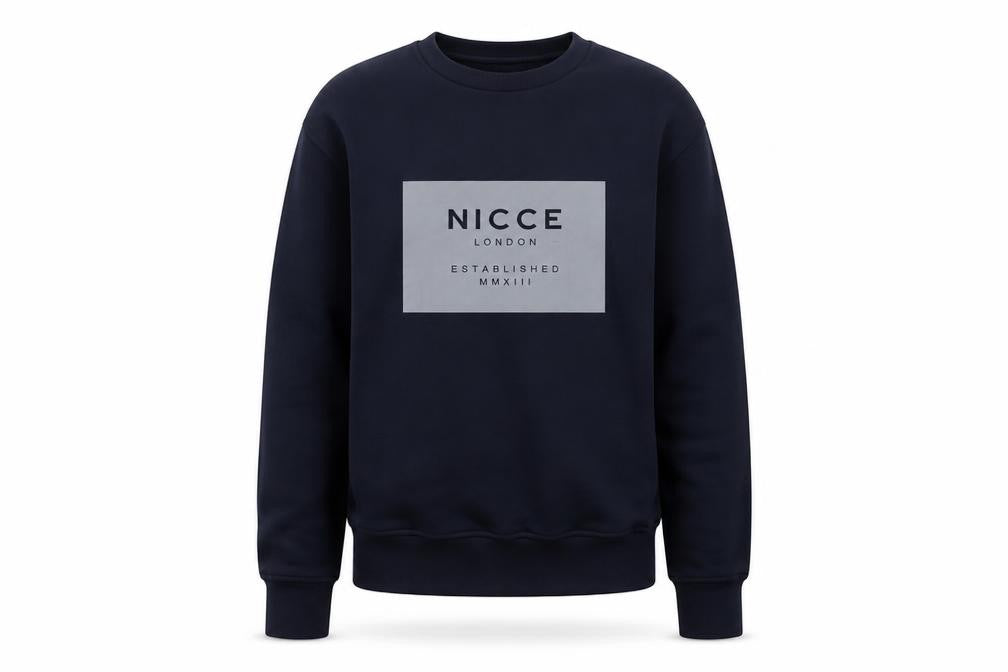 Nicce London Men’s Blue XS Pullover Graphic Logo Crew Neck Sweatshirt