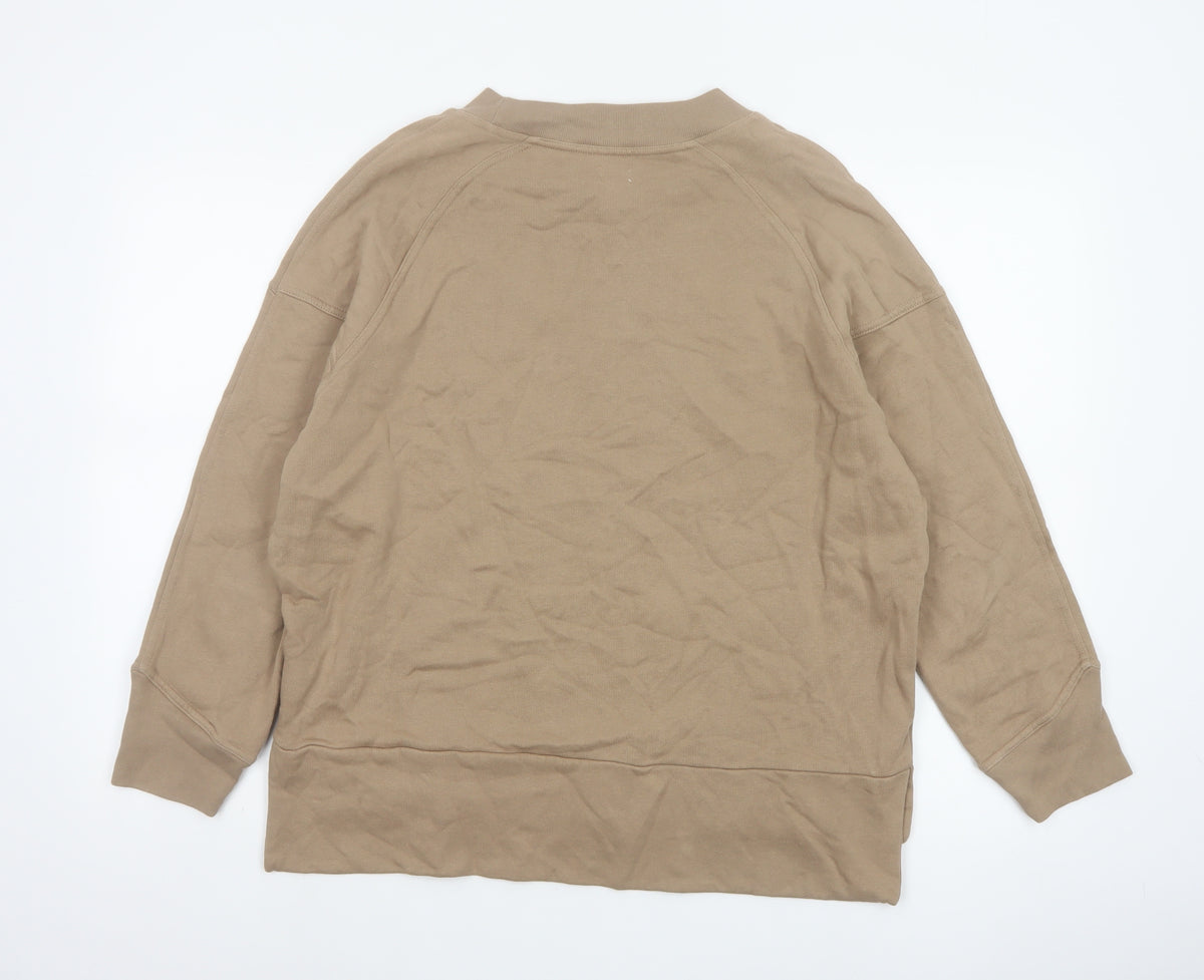 Brand and care label for Kin Women’s Beige S Raglan Sleeve Pullover Sweatshirt