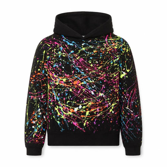 Couch UK Unisex Kids Black XL Paint Splatter Pullover Hoodie