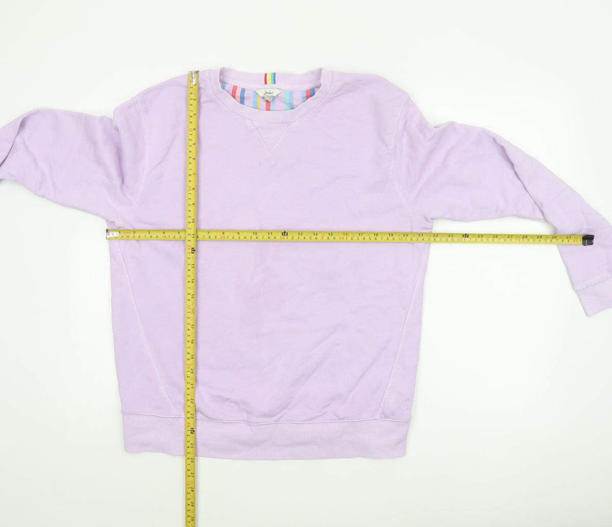 Close-up detail of Joules Women Pink UK 12 Cotton Raglan Crew Neck Pullover Sweatshirt
