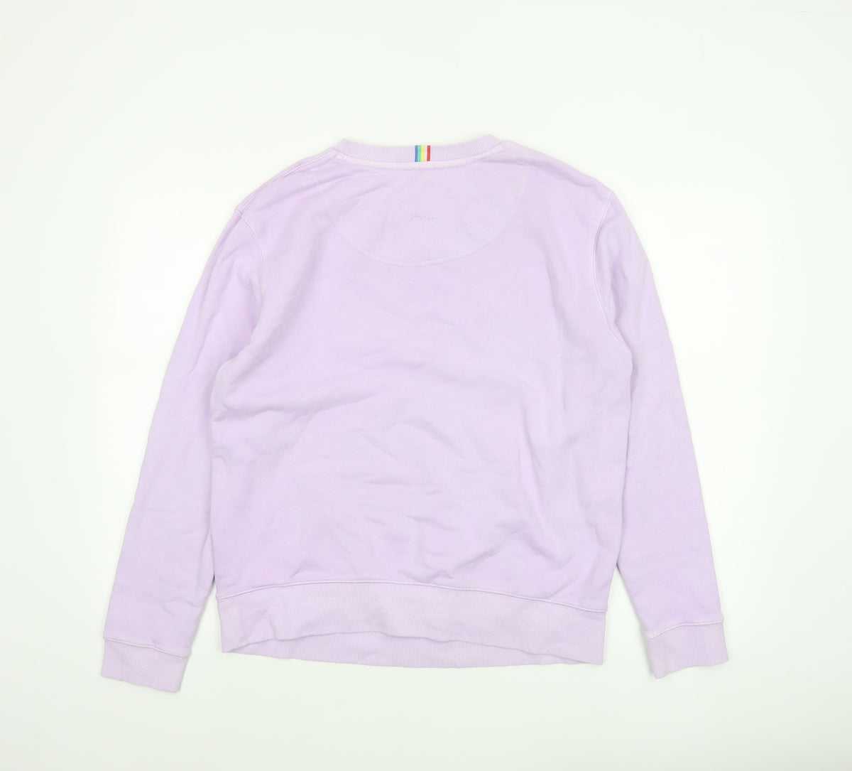 Brand and care label for Joules Women Pink UK 12 Cotton Raglan Crew Neck Pullover Sweatshirt