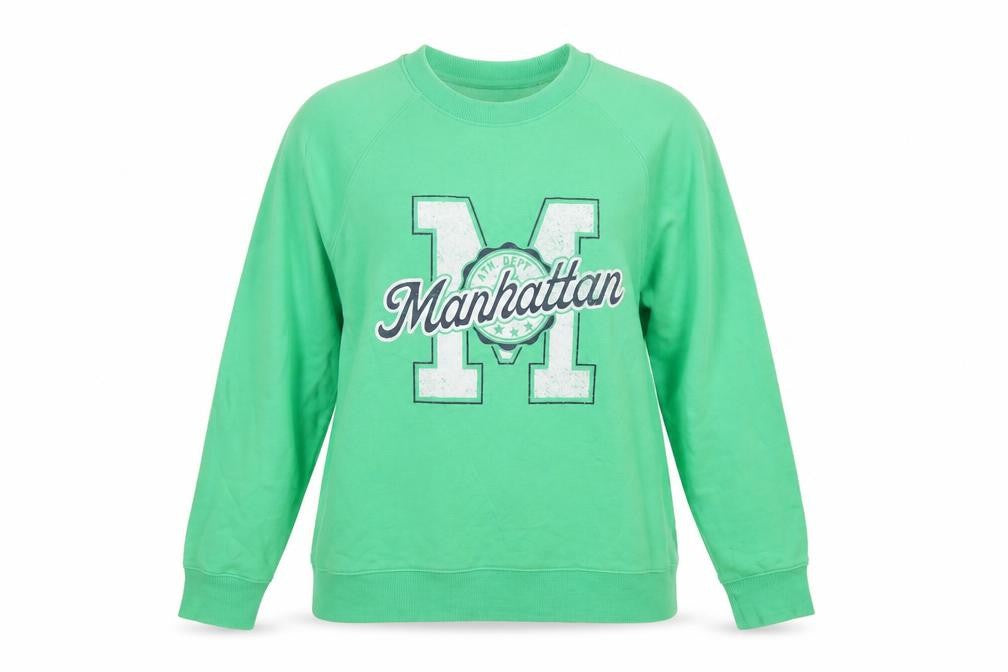 Front view of Marks and Spencer Women Green M Manhattan Logo Crew Sweatshirt