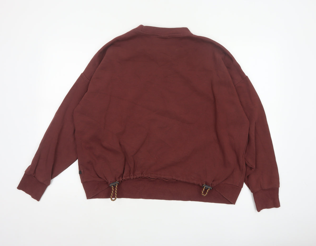 Brand and care label for Gymshark Women Brown M Relaxed Crew Neck Drawstring Sweatshirt