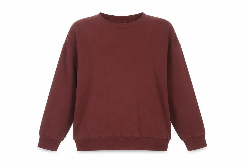 Front view of Gymshark Women Brown M Relaxed Crew Neck Drawstring Sweatshirt
