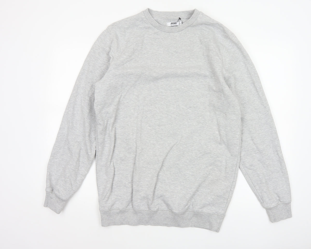 Jacamo Men Grey M Crew Neck Pullover Sweatshirt Cotton Blend