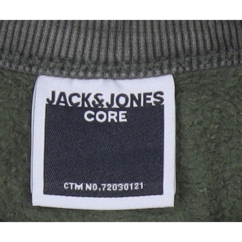 Jack & Jones Core Men's Green S Pullover Crew Neck Logo Sweatshirt