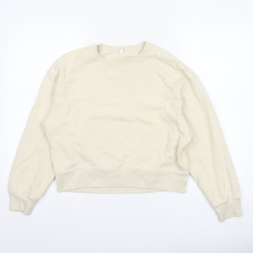 Uniqlo Women Ivory XS Pullover Crew Neck Cotton Sweatshirt