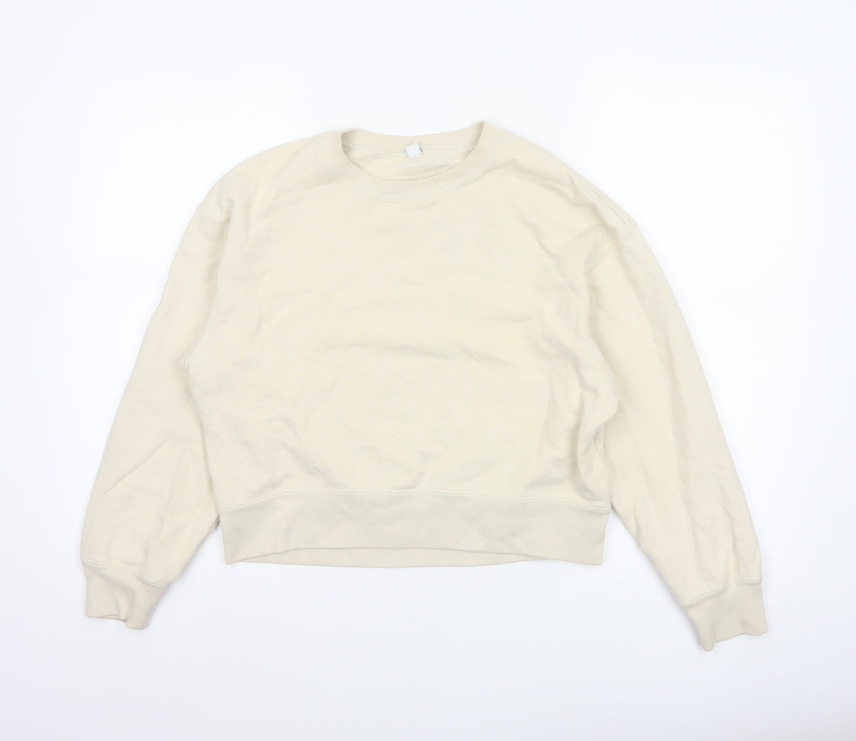 Uniqlo Women Ivory XS Pullover Crew Neck Cotton Sweatshirt