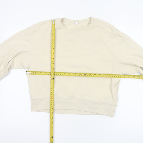 Uniqlo Women Ivory XS Pullover Crew Neck Cotton Sweatshirt