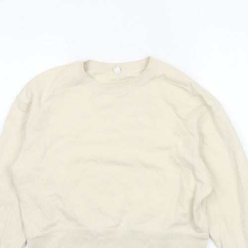 Uniqlo Women Ivory XS Pullover Crew Neck Cotton Sweatshirt