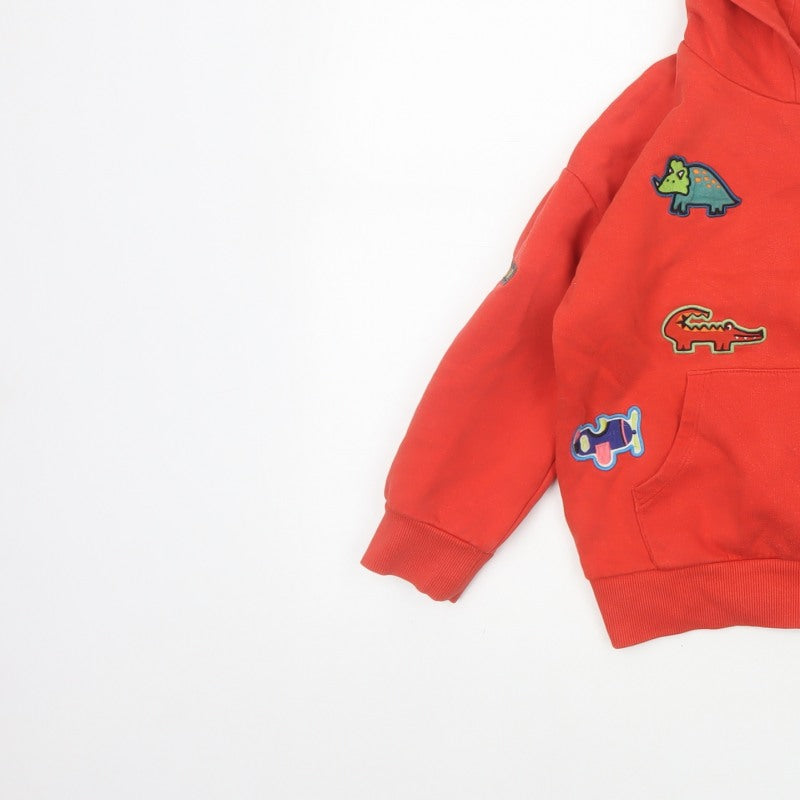 Additional view of Next unisex kids red 5-6 years pullover hoodie dinosaur patches