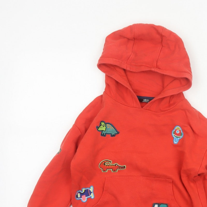 Additional view of Next unisex kids red 5-6 years pullover hoodie dinosaur patches