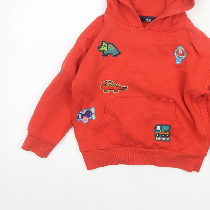 Additional view of Next unisex kids red 5-6 years pullover hoodie dinosaur patches